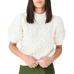 English Factory Pom Pom puff sleeve cotton bled sweater Sz S excellent condition